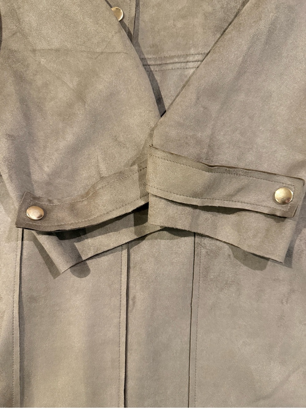 Philosophy Faux Suede Duster Coat Brown Snap Front Topper Jacket XL - Picture 8 of 13